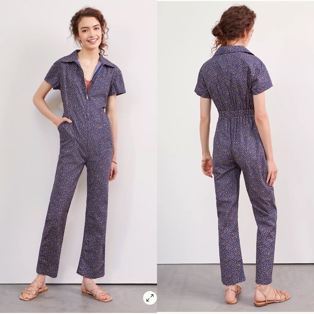 Anthropologie Afternoon Floral Zip Jumpsuit Size Small